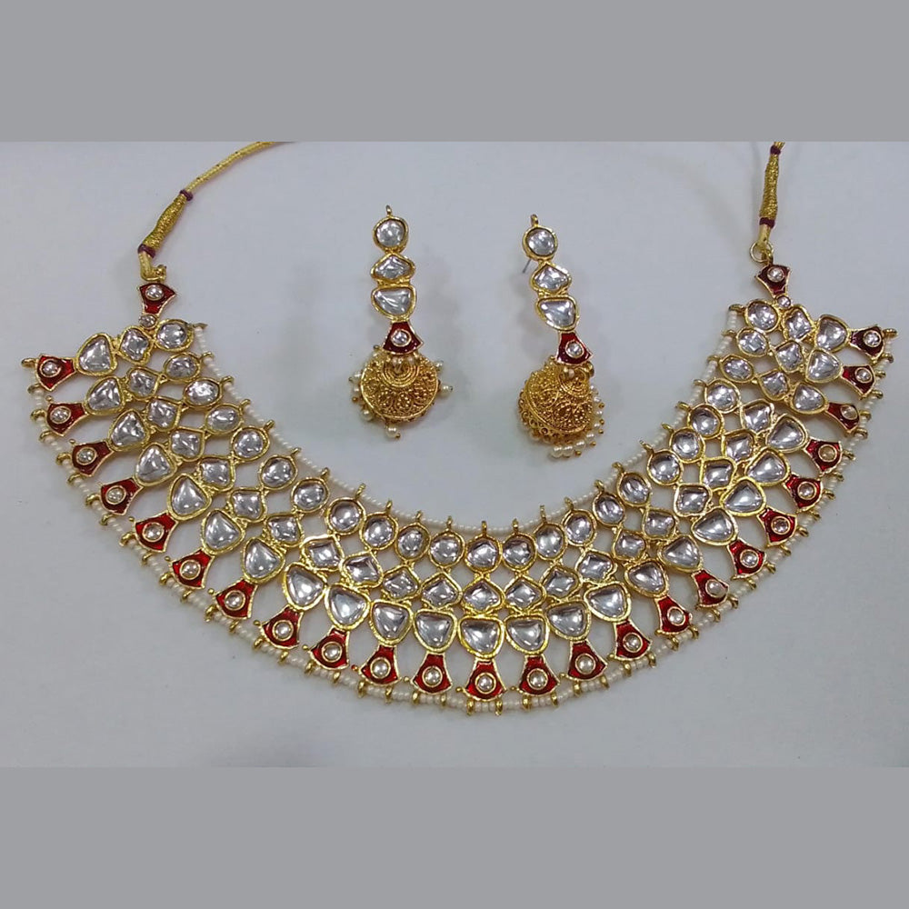 Midas Touch Gold Plated Kundan Stone Necklace Set