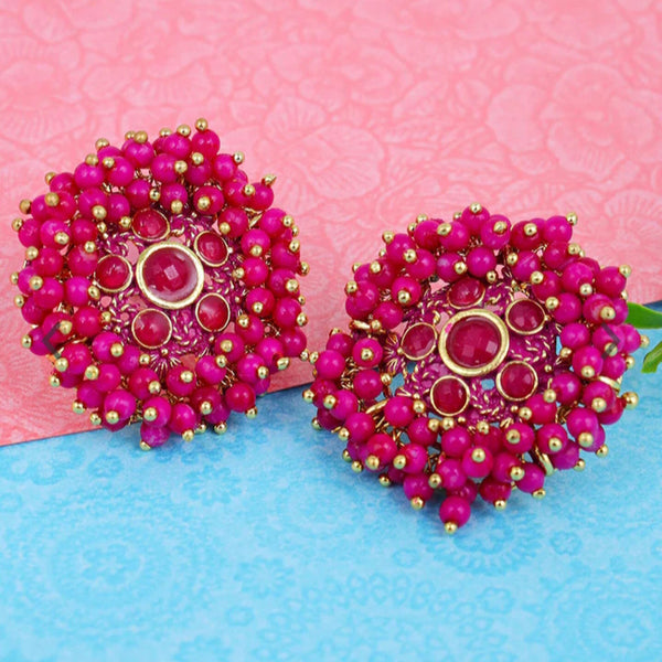 Subhag Alankar Dark Pink Guchha Tops, Elegant Floral Stud Earring For Girls & Women Alloy Stud Earring