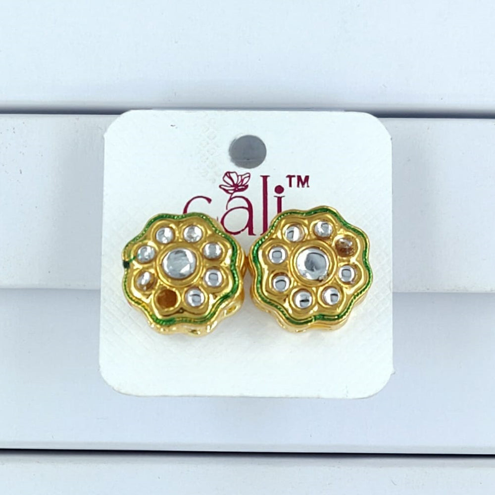 Corbeda Fashion Gold Plated Kundan Stone Stud Earrings