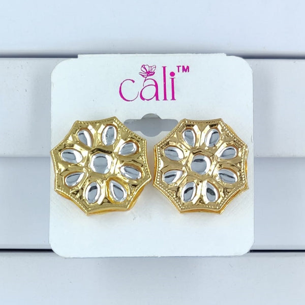 Corbeda Fashion Gold Plated Kundan Stone Stud Earrings