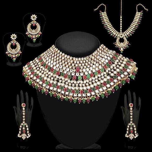 Tip Top Fashions Gold Plated Kundan Bridal Set - 1002389C