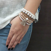 14Fashion Brown Beads Multi Layered Bracelet