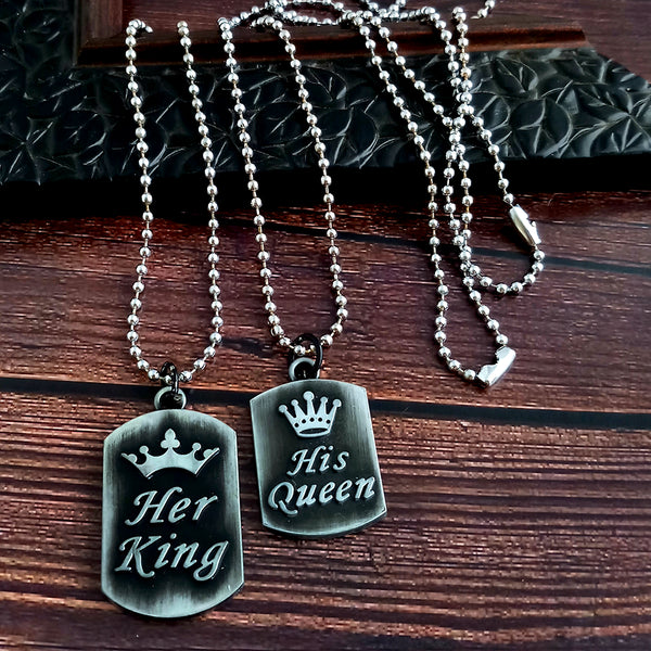 Urbana His Queen Her King Stylish Chain Pendant Combo 1004375