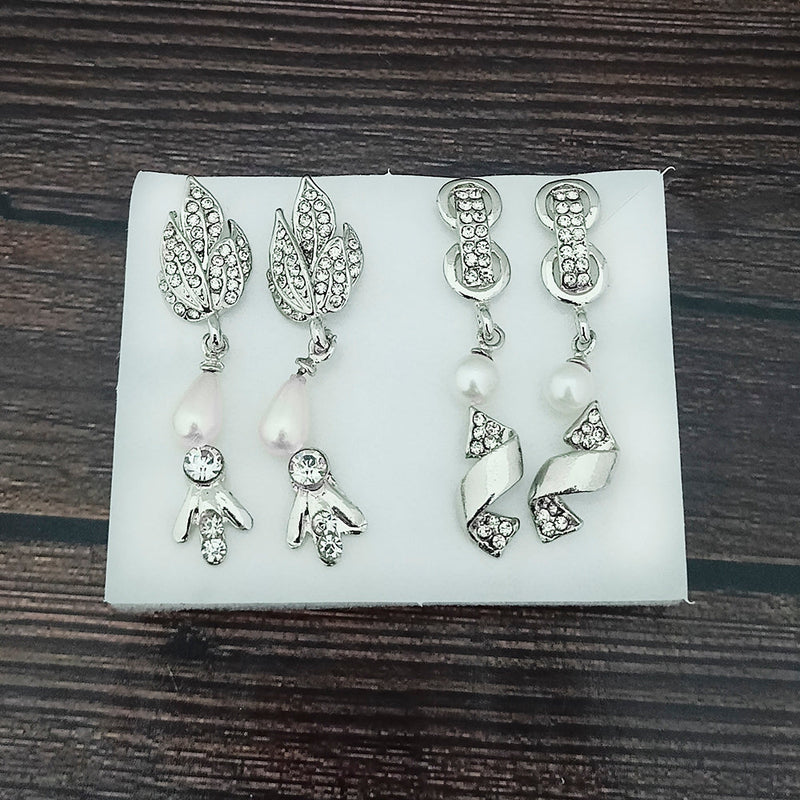 Kriaa Set of 4 Pairs Austrian Stone Stud Earrings Combo  - 1004763A