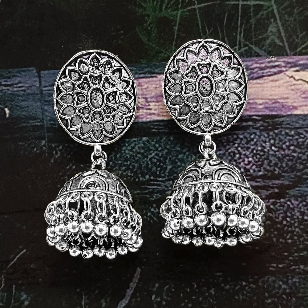 Darshana Jewels Oxidised Plated Jhumki Earrings