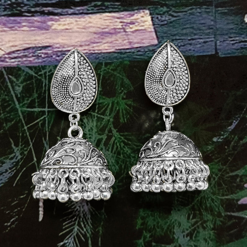 Bhavi Jewels Oxidized Plated Jhumki Earrings