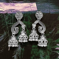 Bhavi Jewels Oxidized Plated Jhumki Earrings