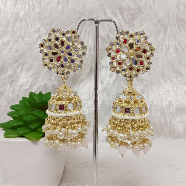 Bhavi Jewels Gold Plated Mirror Jhumki Earrings