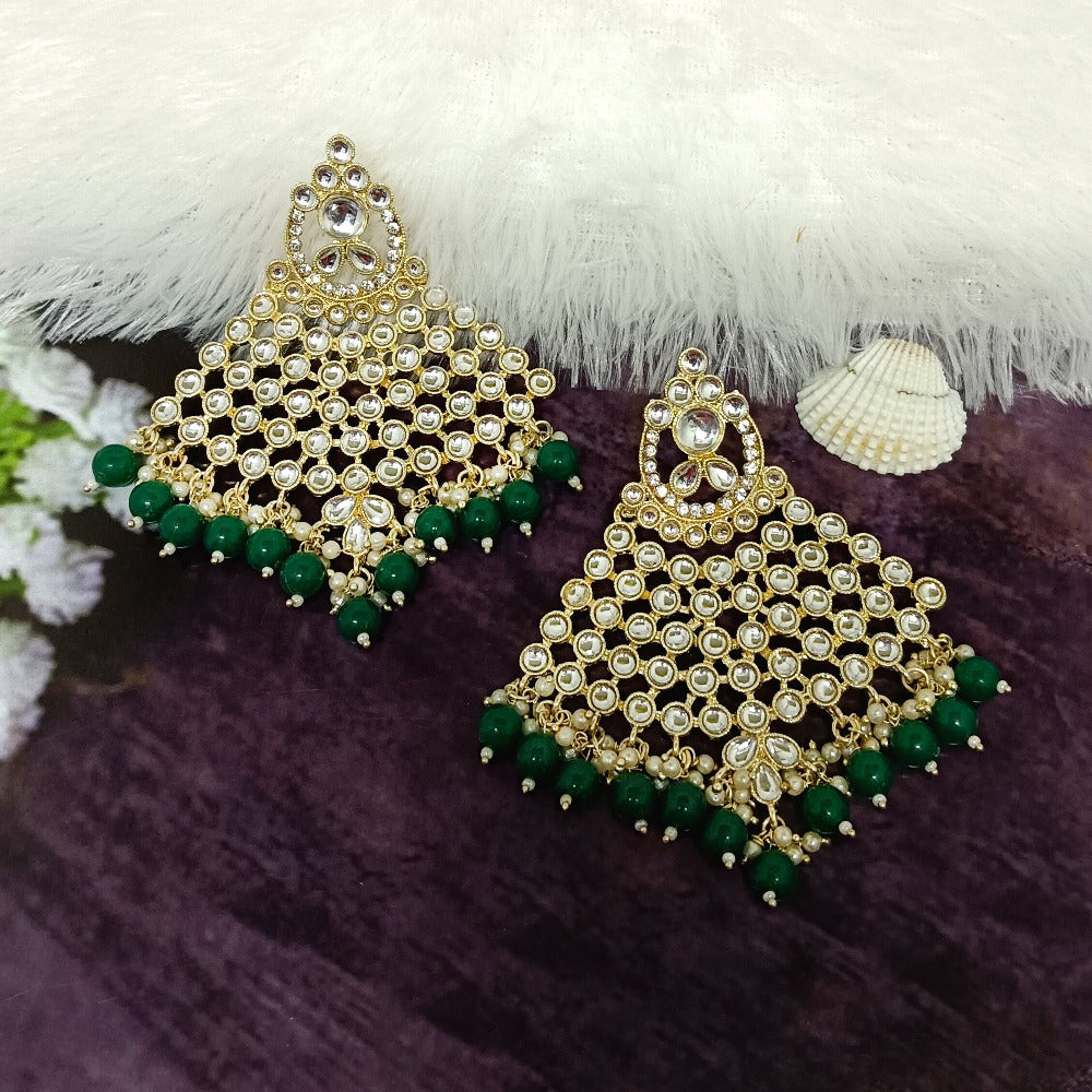 Bhavi Jewels Gold Plated Kundan Dangler Earrings