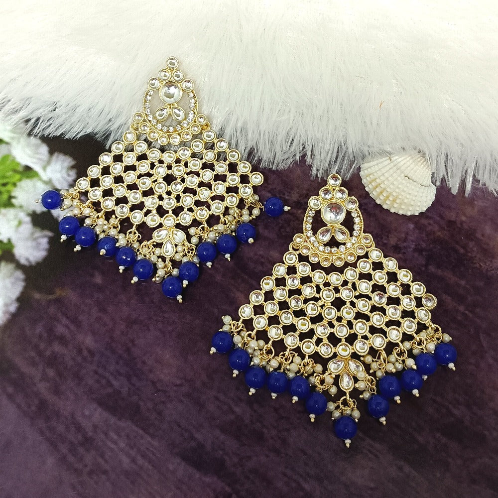 Bhavi Jewels Gold Plated Kundan Dangler Earrings