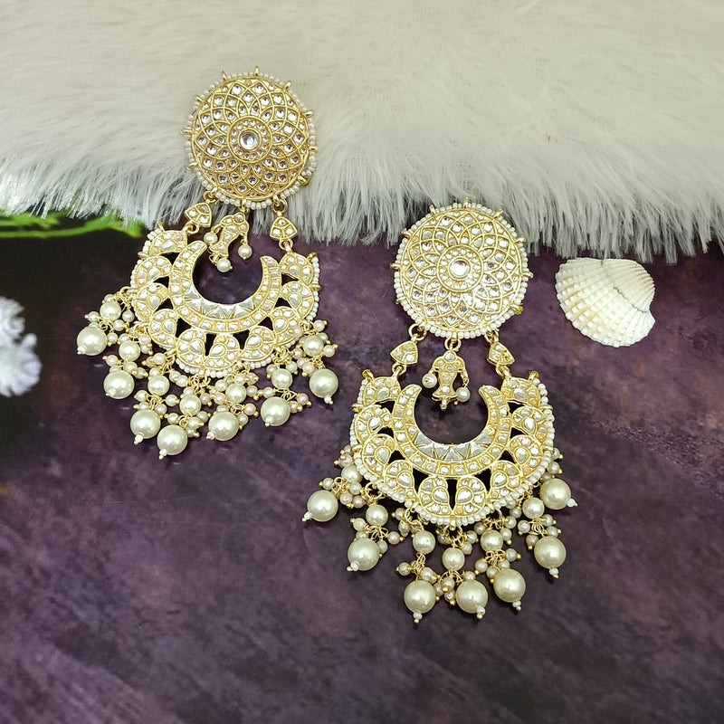 Bhavi Jewels Gold Plated Kundan Dangler Earrings