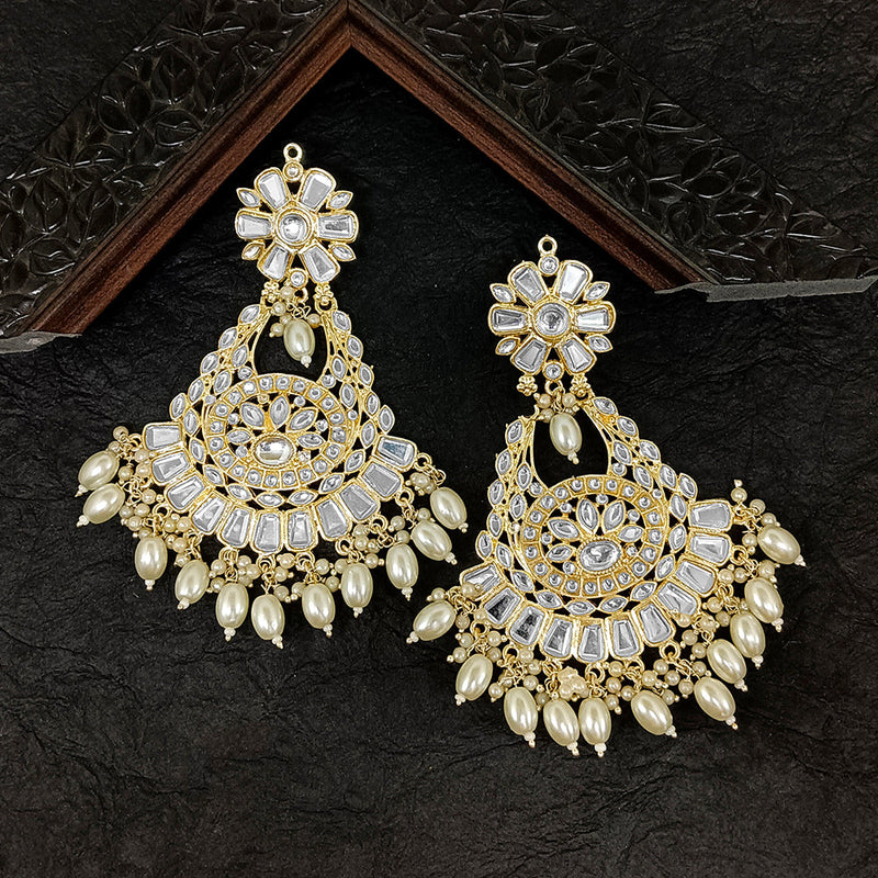 Bhavi Jewels Gold Plated Kundan Stone Dangler Earrings