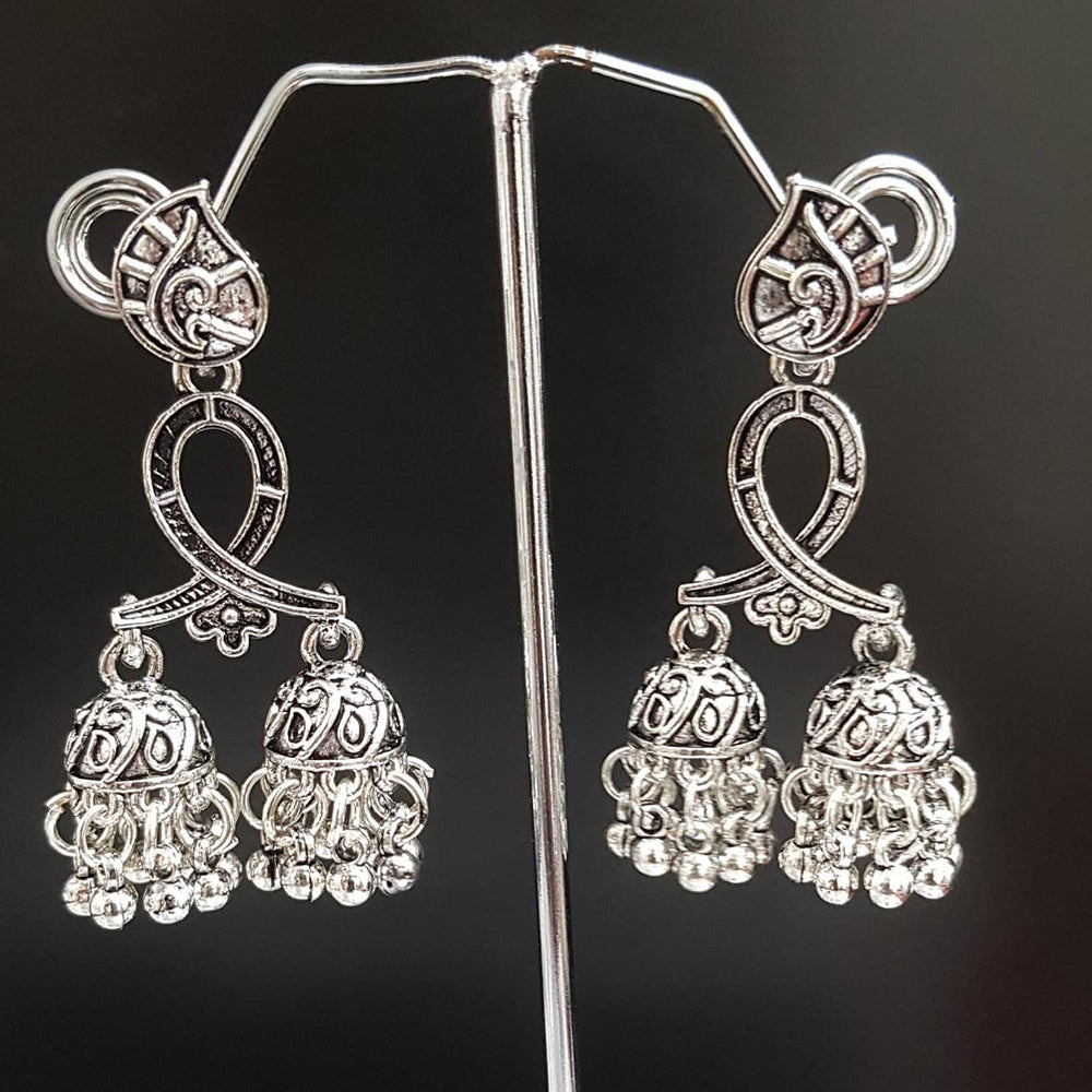 Shreeji Oxidised Plated Jhumki Earrings