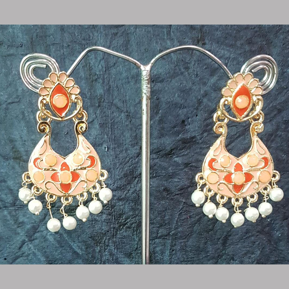 Shreeji Silver Plated Meenakari Dangler Earrings