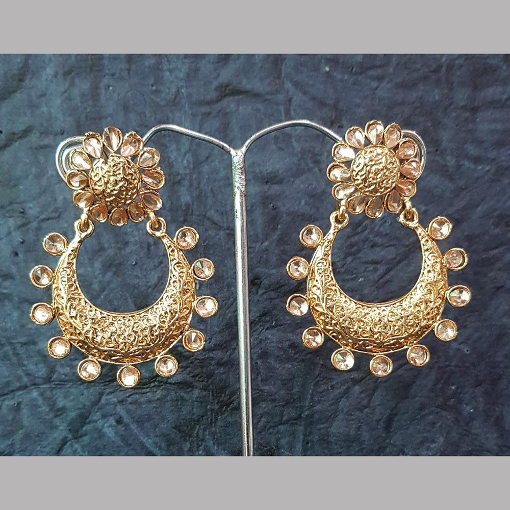 Shreeji Gold Plated Crystal Stone Dangler Earrings