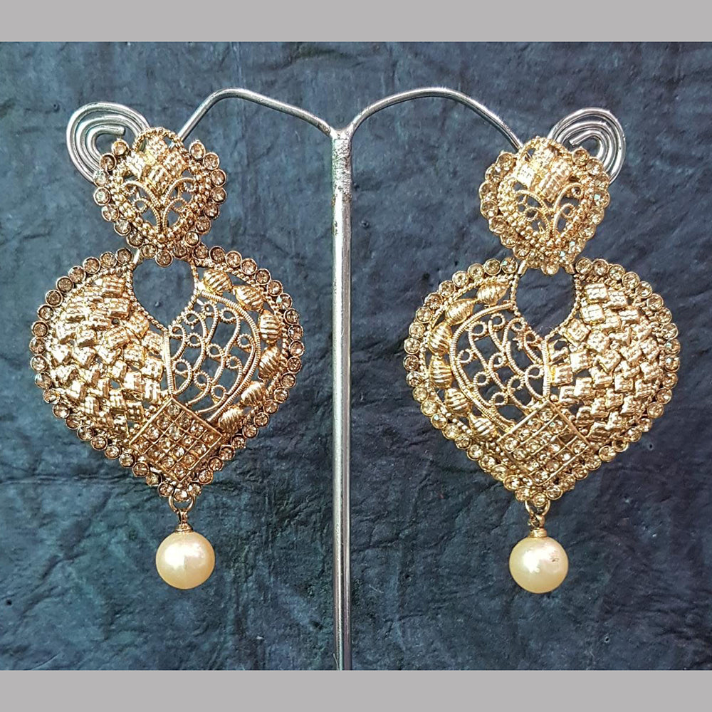 Shreeji Gold Plated Austrian Stone Dangler Earrings