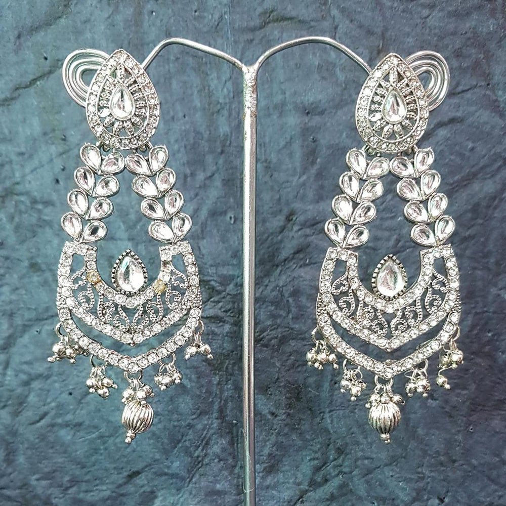 Shreeji Silver Plated Crystal Stone Dangler Earrings