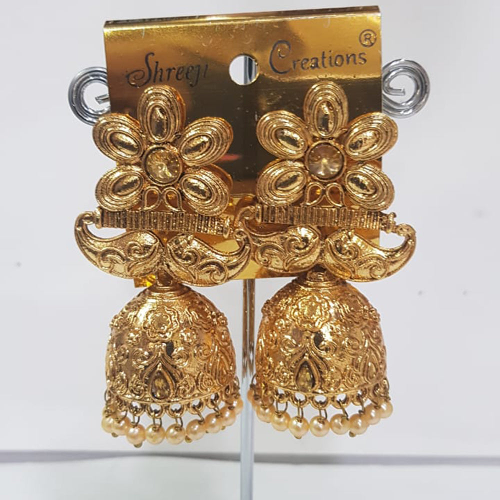 Shreeji Gold Plated Jhumki Earrings