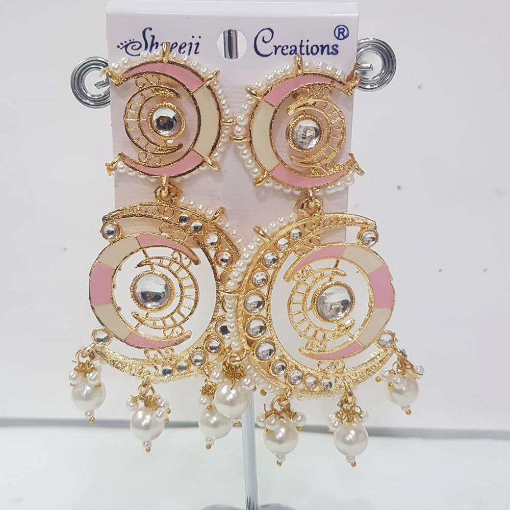 Shreeji Gold Plated Meenakari Dangler Earrings