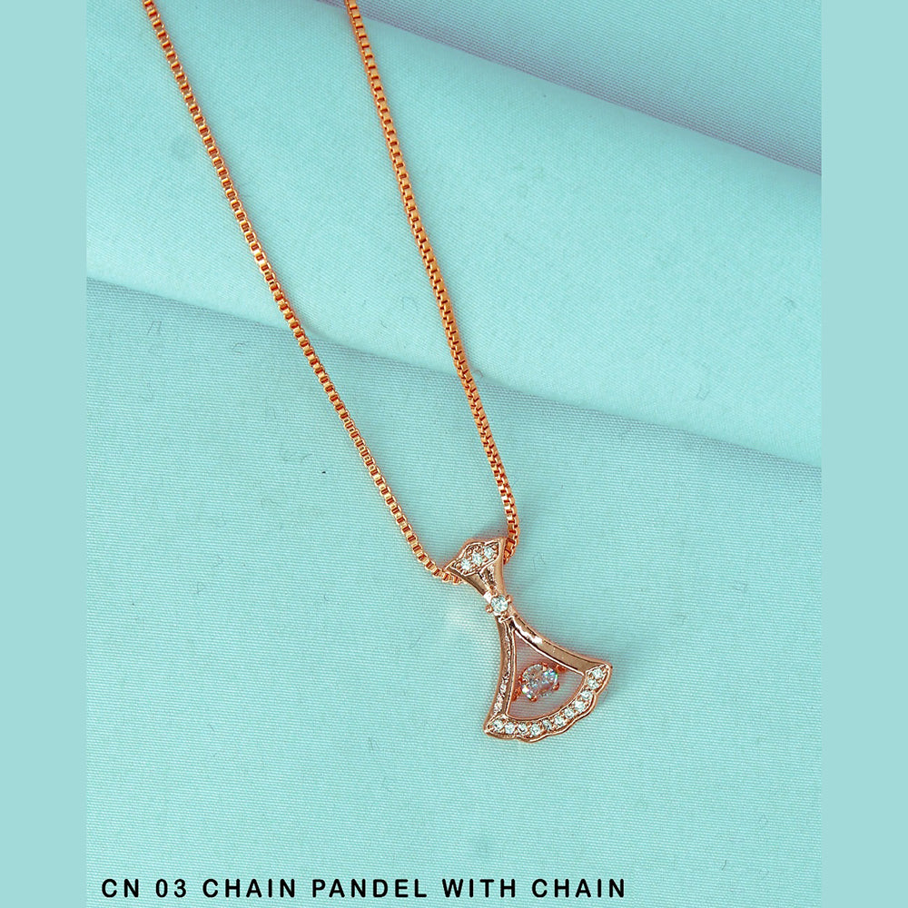 Mahavir Austrian Stone Rose Gold Plated Chain Pendant