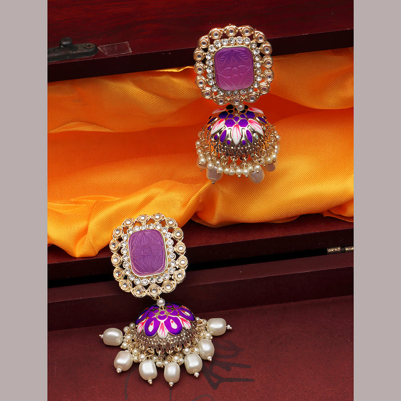 Bhavi Jewels Gold Plated Austrian Stone Jhumki Earrings