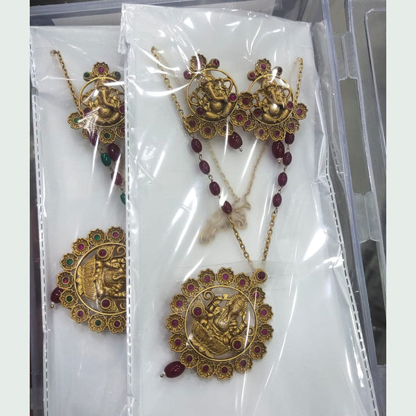 Om Creation Gold Plated Temple Necklace Set