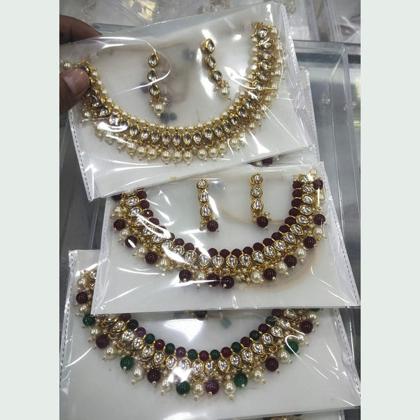 Om Creation Gold Plated Kundan Necklace Set