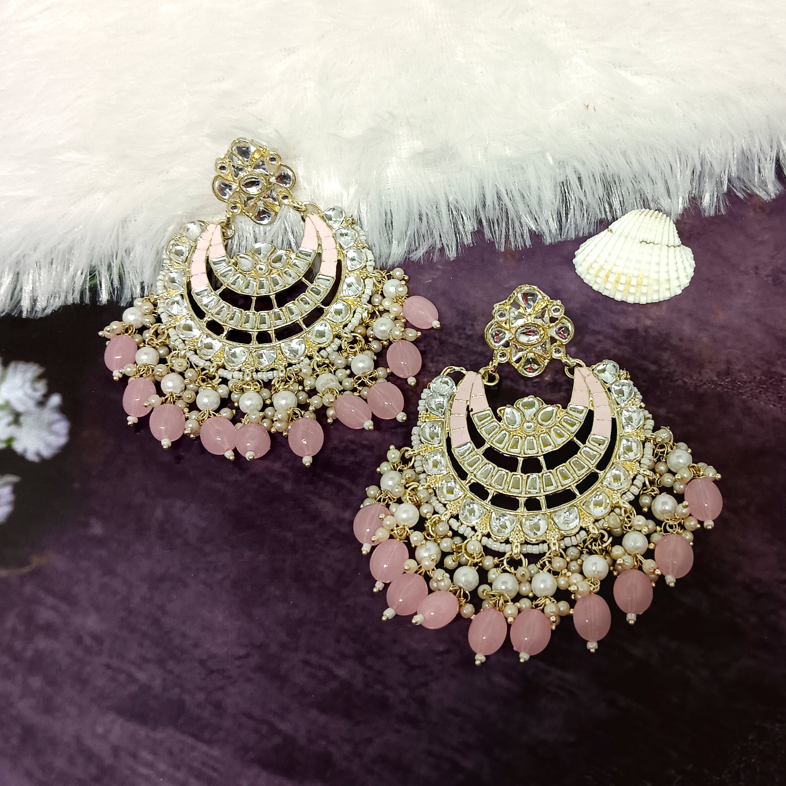Bhavi Jewels Gold Plated Kundan Stone Dangler Earrings