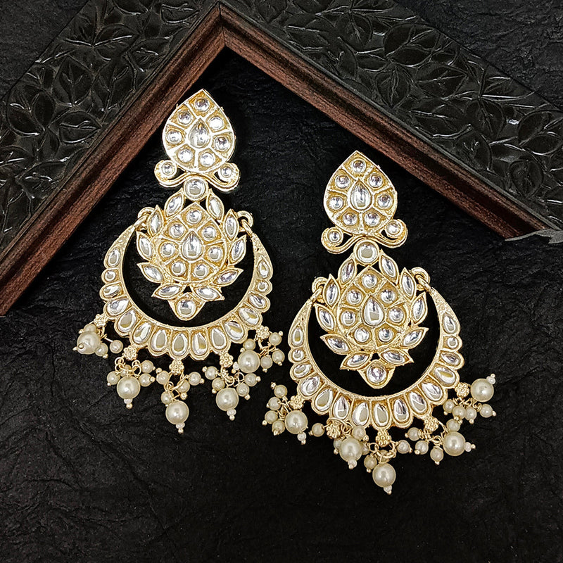 Bhavi Jewels Gold Plated Kundan Stone Dangler Earrings