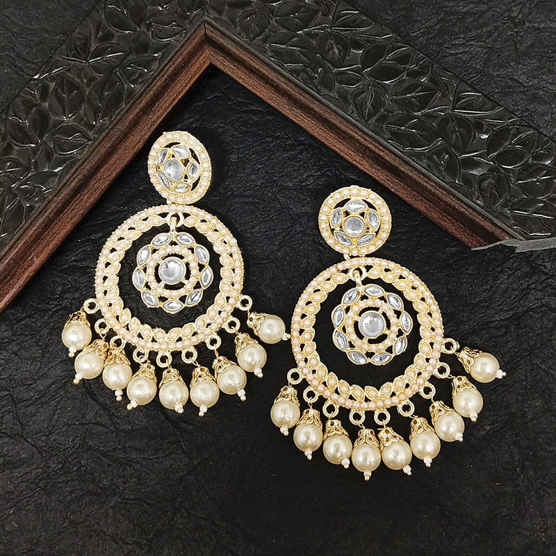 Bhavi Jewels Gold Plated Kundan Stone Dangler Earrings