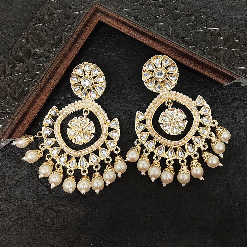 Bhavi Jewels Gold Plated Kundan Stone Dangler Earrings