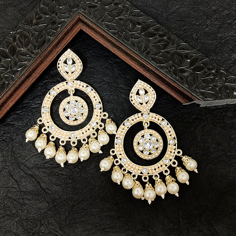 Bhavi Jewels Gold Plated Kundan Stone Dangler Earrings