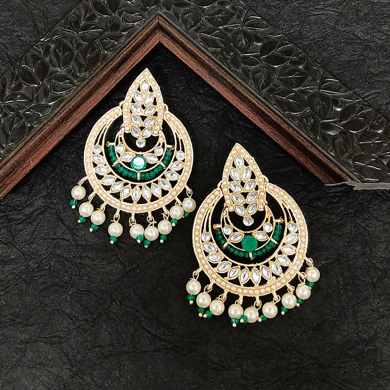 Bhavi Jewels Gold Plated Kundan Stone Dangler Earrings