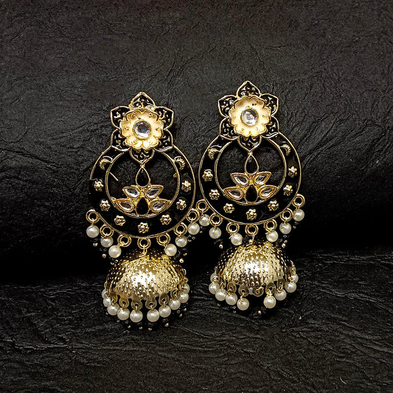 Bhavi Jewels Gold Plated Meenakari Jhumki Earrings