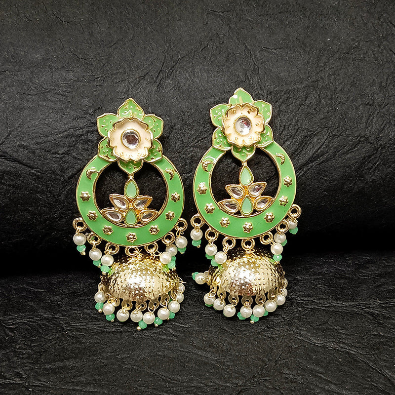 Bhavi Jewels Gold Plated Meenakari Jhumki Earrings