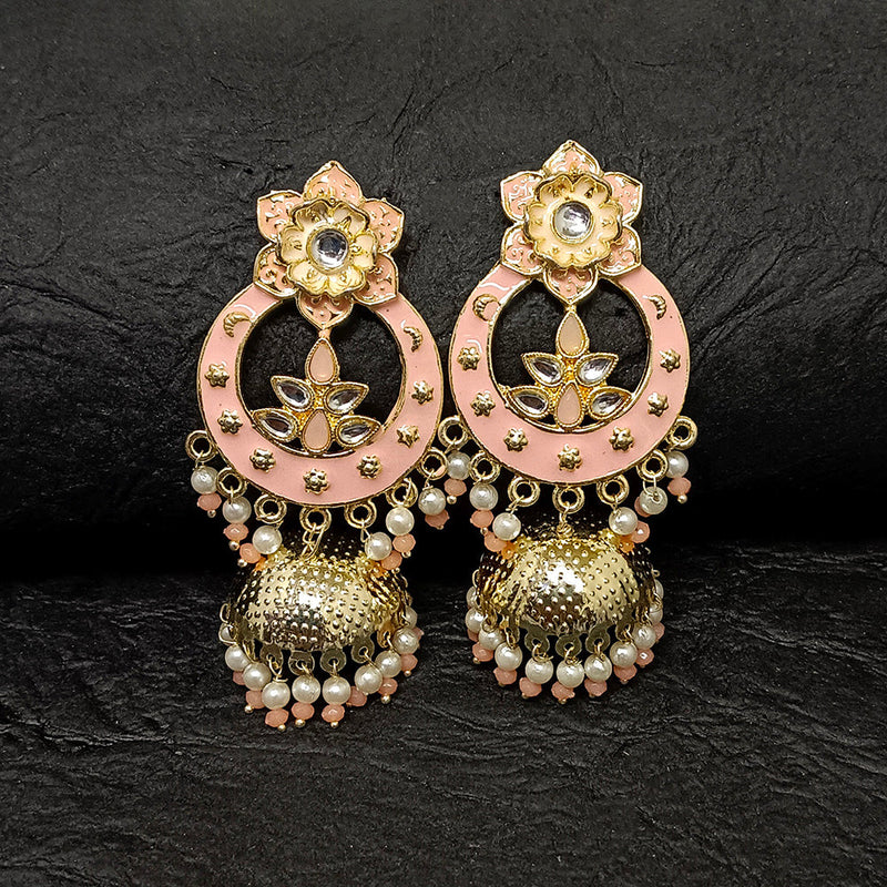 Bhavi Jewels Gold Plated Meenakari Jhumki Earrings