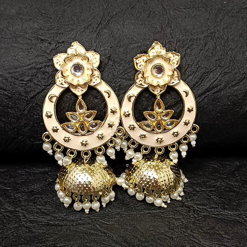 Bhavi Jewels Gold Plated Meenakari Jhumki Earrings