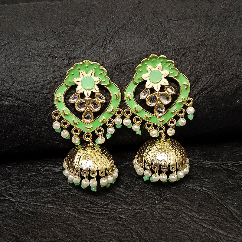 Bhavi Jewels Gold Plated Meenakari Jhumki Earrings