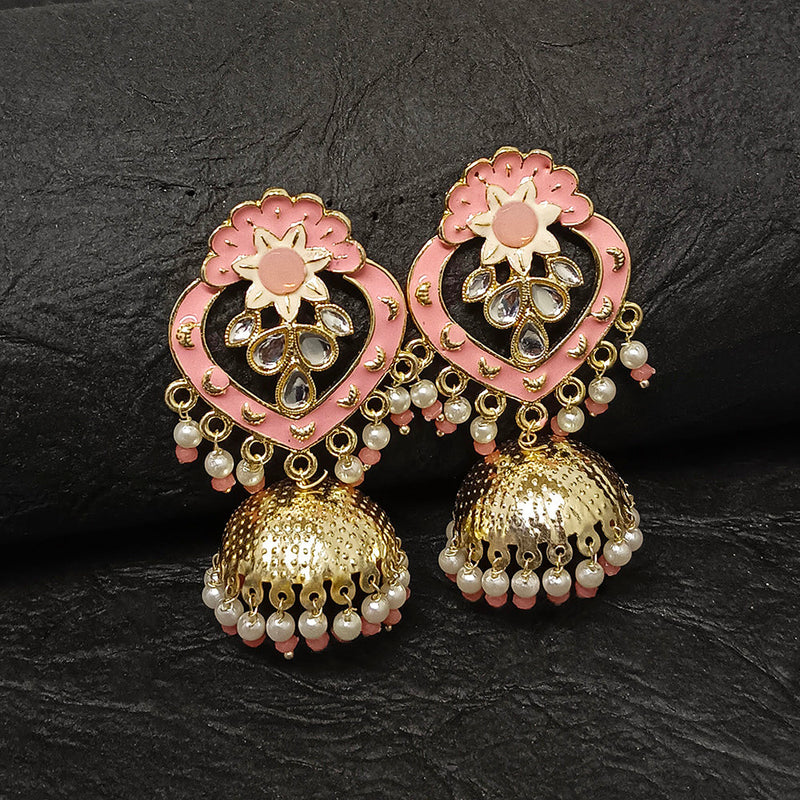 Bhavi Jewels Gold Plated Meenakari Jhumki Earrings