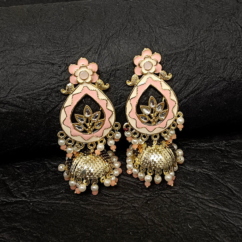 Bhavi Jewels Gold Plated Meenakari Jhumki Earrings