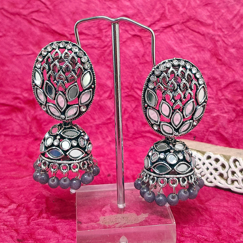 Bhavi Jewels Oxidised Plated Mirror Work Jhumki Earrings