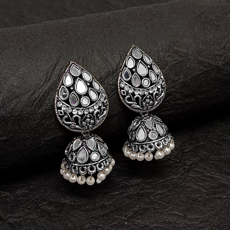 Bhavi Jewels Oxidised Plated Jhumki Earrings