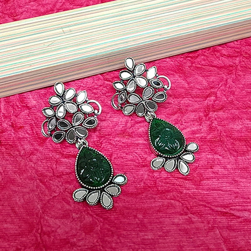 Bhavi Jewels Oxidised Plated Mirror Work Earrings