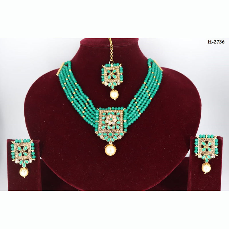 Corbeda Fashion Gold Plated Pota Stone Necklace Set