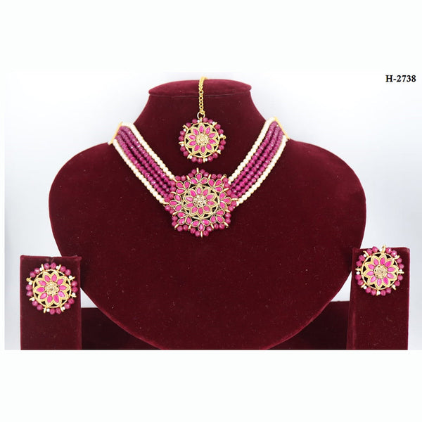 Corbeda Fashion Gold Plated Pota Stone Necklace Set