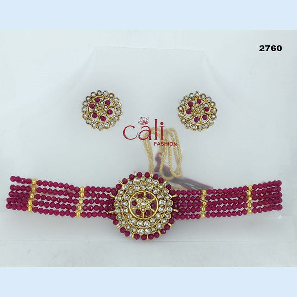 Corbeda Fashion Gold Plated Kundan Choker Necklace Set