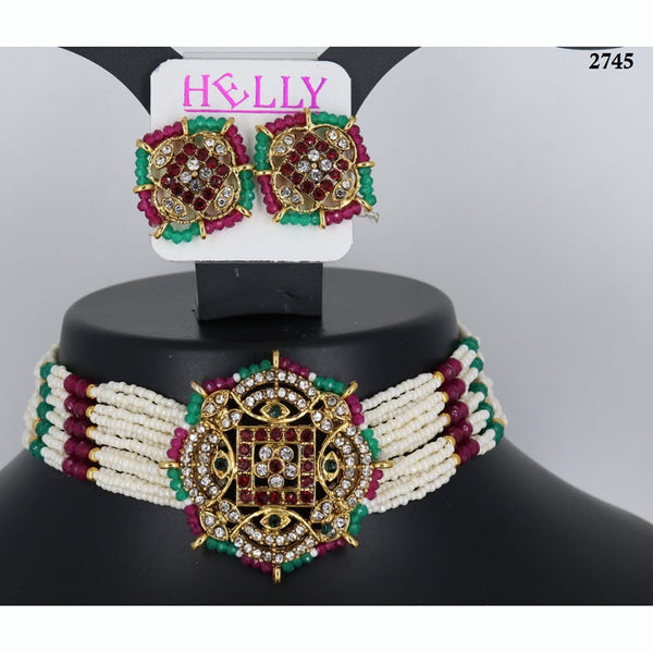 Corbeda Fashion Gold Plated Austrian Stone Choker Necklace Set