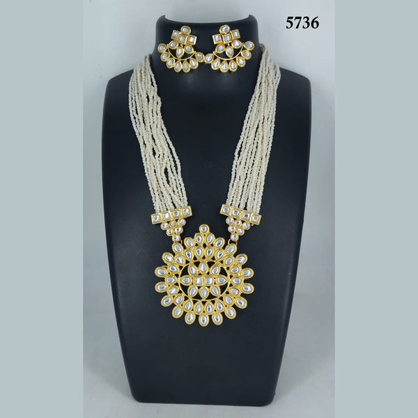Corbeda Fashion Gold Plated Pearl And Kandan Necklace Set