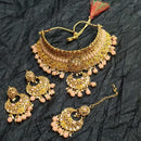 Kumavat Jewels Gold Plated Kundan And Beads Traditional Choker Necklace Set with Maang Tikka