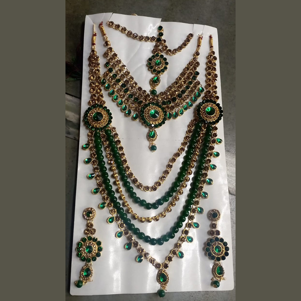 Kumavat Jewels Crystal Stone Gold Plated Bridal Set